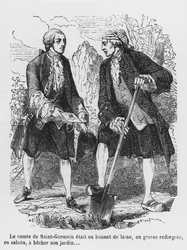 Graf von St. Germain gräbt in seinem Garten, Illustration aus 